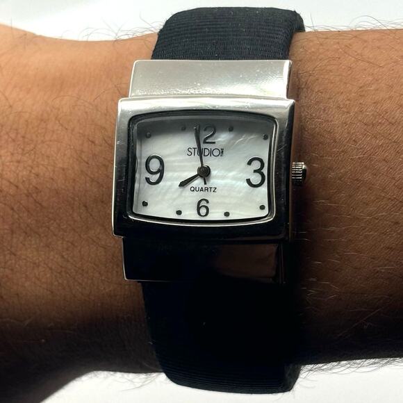 Silver & Black Studio Time Watch - Picture 1 of 3